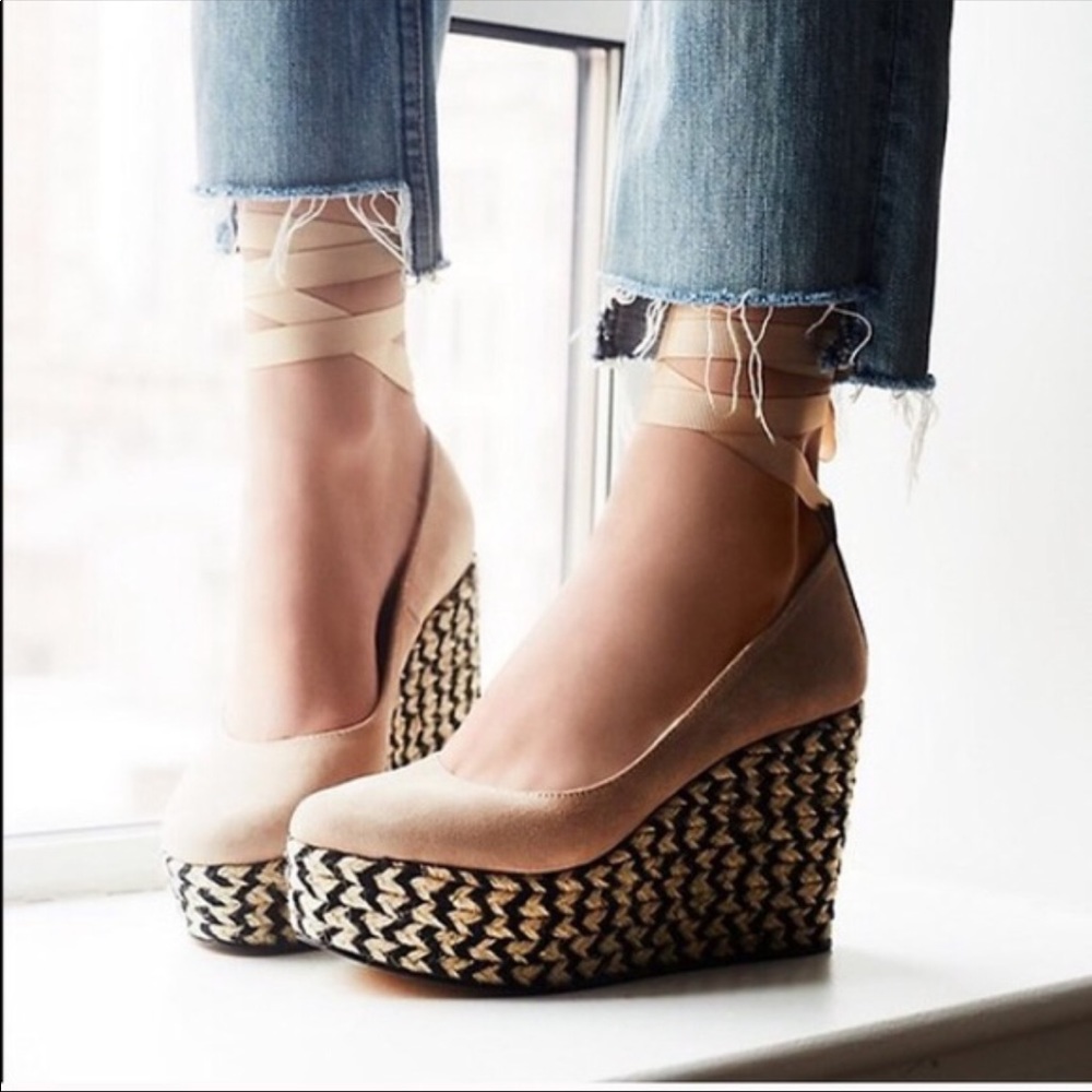 FREE PEOPLE- Charade Espadrille Wedge Suede